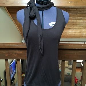 The Limited Brown soft tank with tie around neck